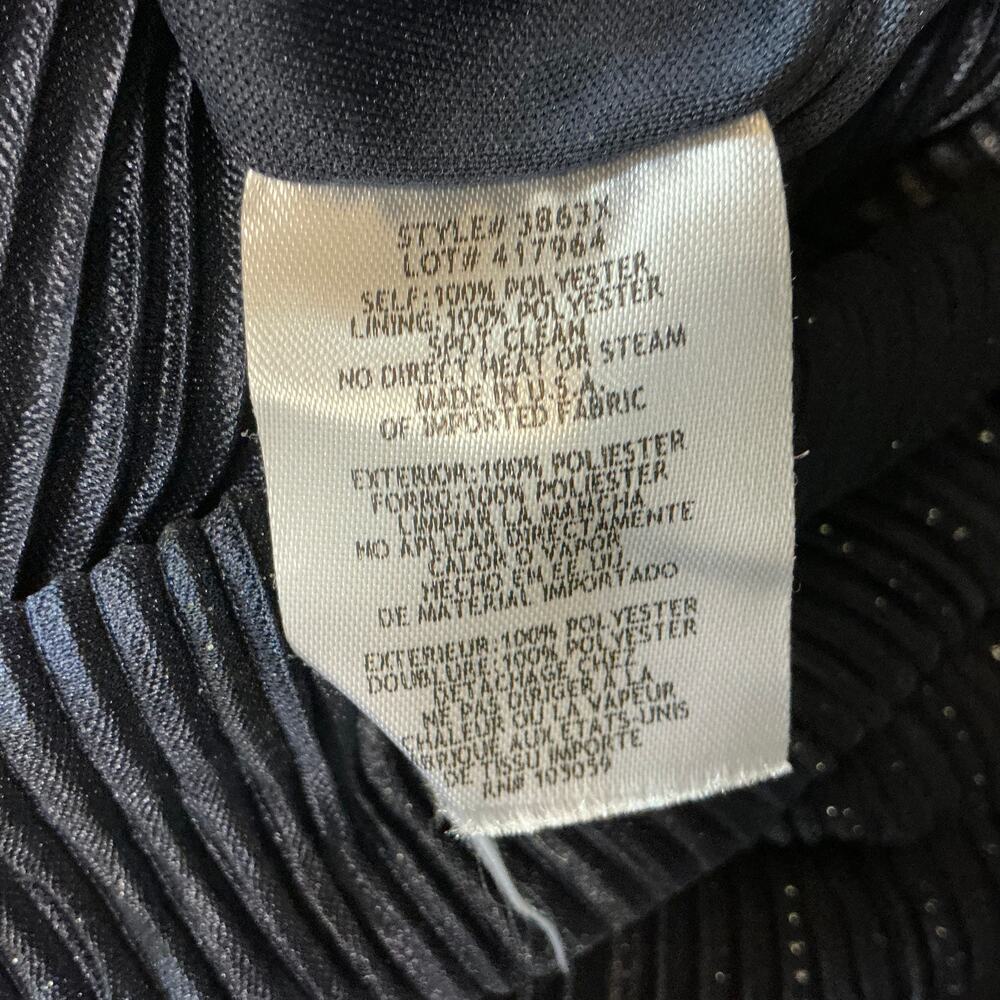 XSCAPE Pleated Sparkly Chiffon Midi Sheath Cocktail Dress Navy Blue Size 8 - Picture 12 of 13